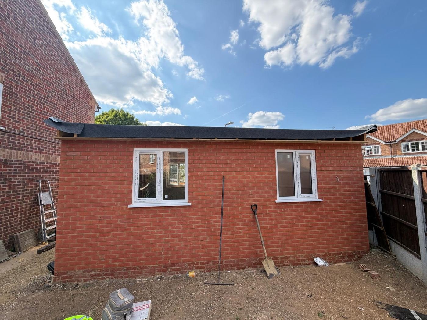 Outbuilding roof and windows installed